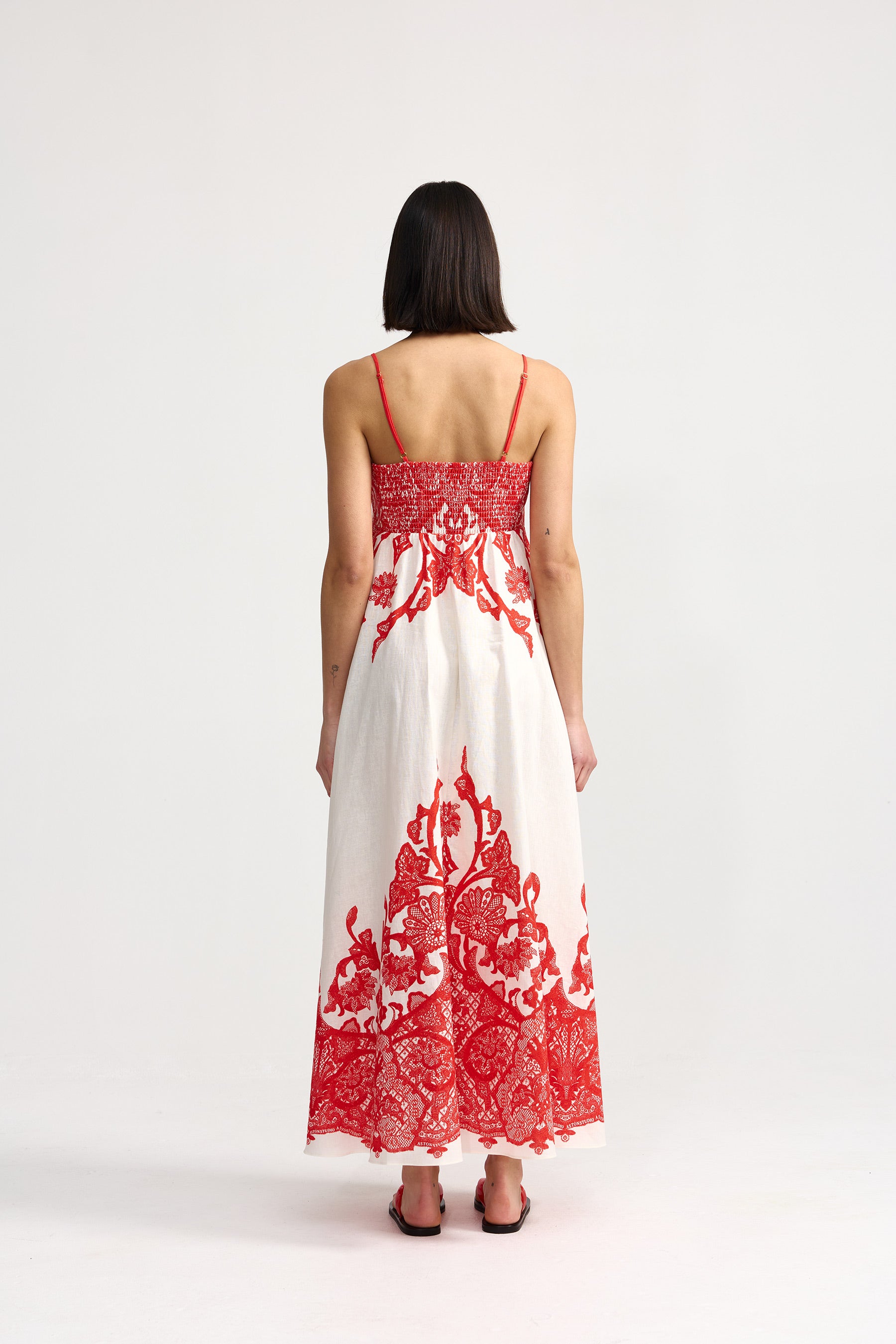 RUE DRESS IN RUBY ANTIQUE