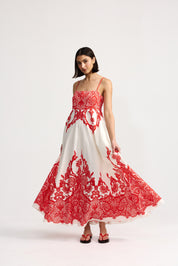 RUE DRESS IN RUBY ANTIQUE