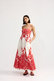 RUE DRESS IN RUBY ANTIQUE