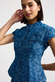 TILLA TOP IN DENIM PEONY
