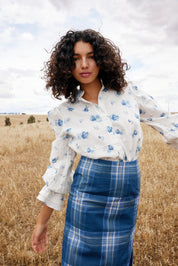 NOLA SKIRT IN INDIGO PLAID