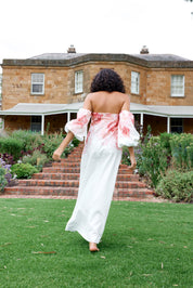 JACQUELINE DRESS IN PEONY/ANTIQUE