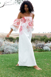 JACQUELINE DRESS IN PEONY/ANTIQUE