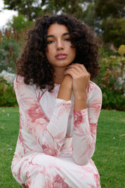 EZLI MESH DRESS IN PEONY/ANTIQUE