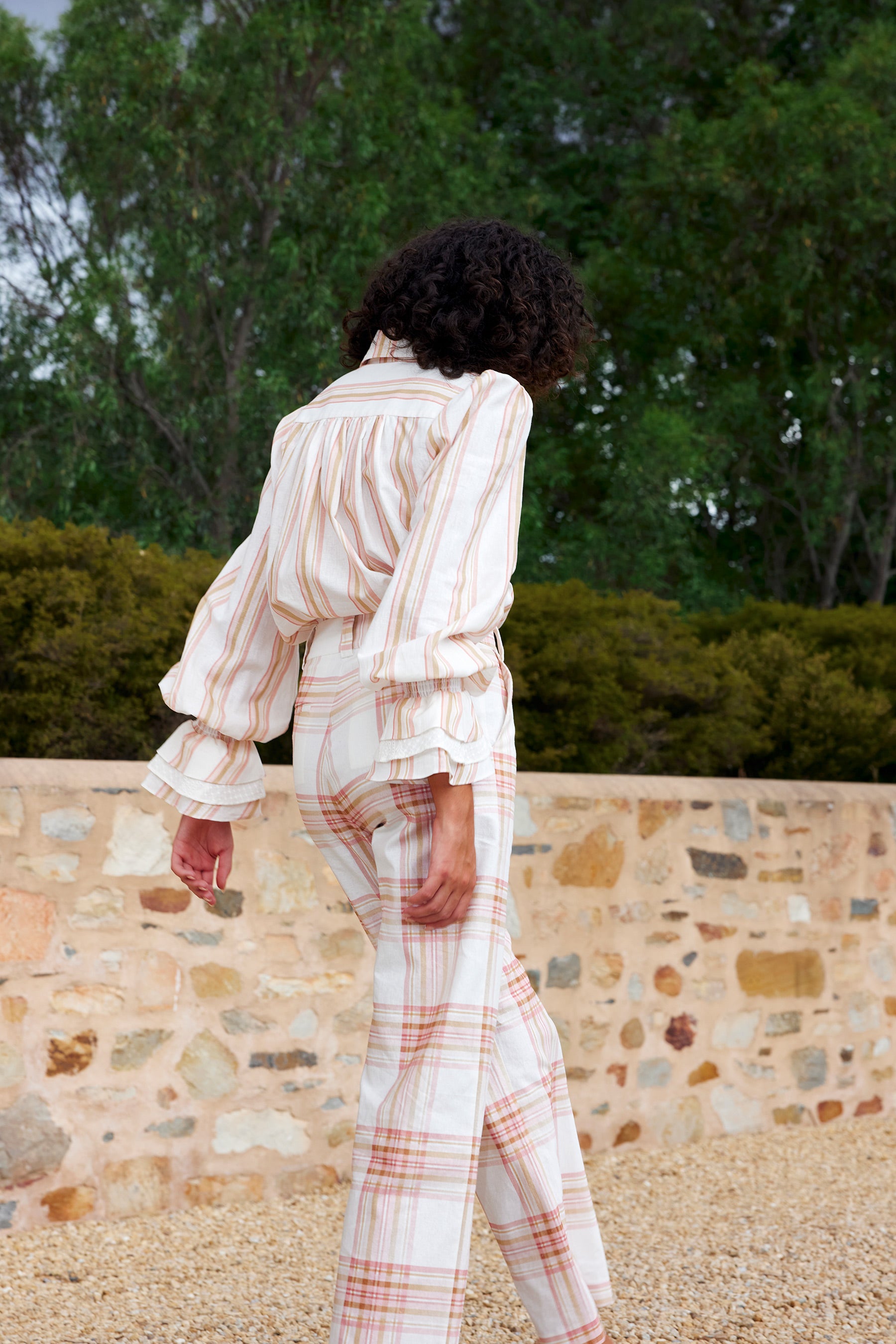 HARPER PANT IN PEONY/ANTIQUE PLAID