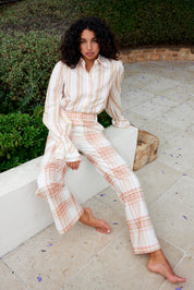 HARPER PANT IN PEONY/ANTIQUE PLAID