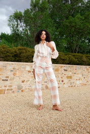 HARPER PANT IN PEONY/ANTIQUE PLAID