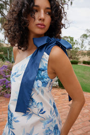 MILA DRESS IN CERULEAN PEONY