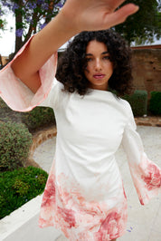 MAGGIE DRESS IN PEONY/ANTIQUE
