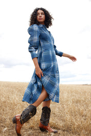 BLAZE DRESS IN INDIGO PLAID