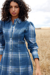 BLAZE DRESS IN INDIGO PLAID