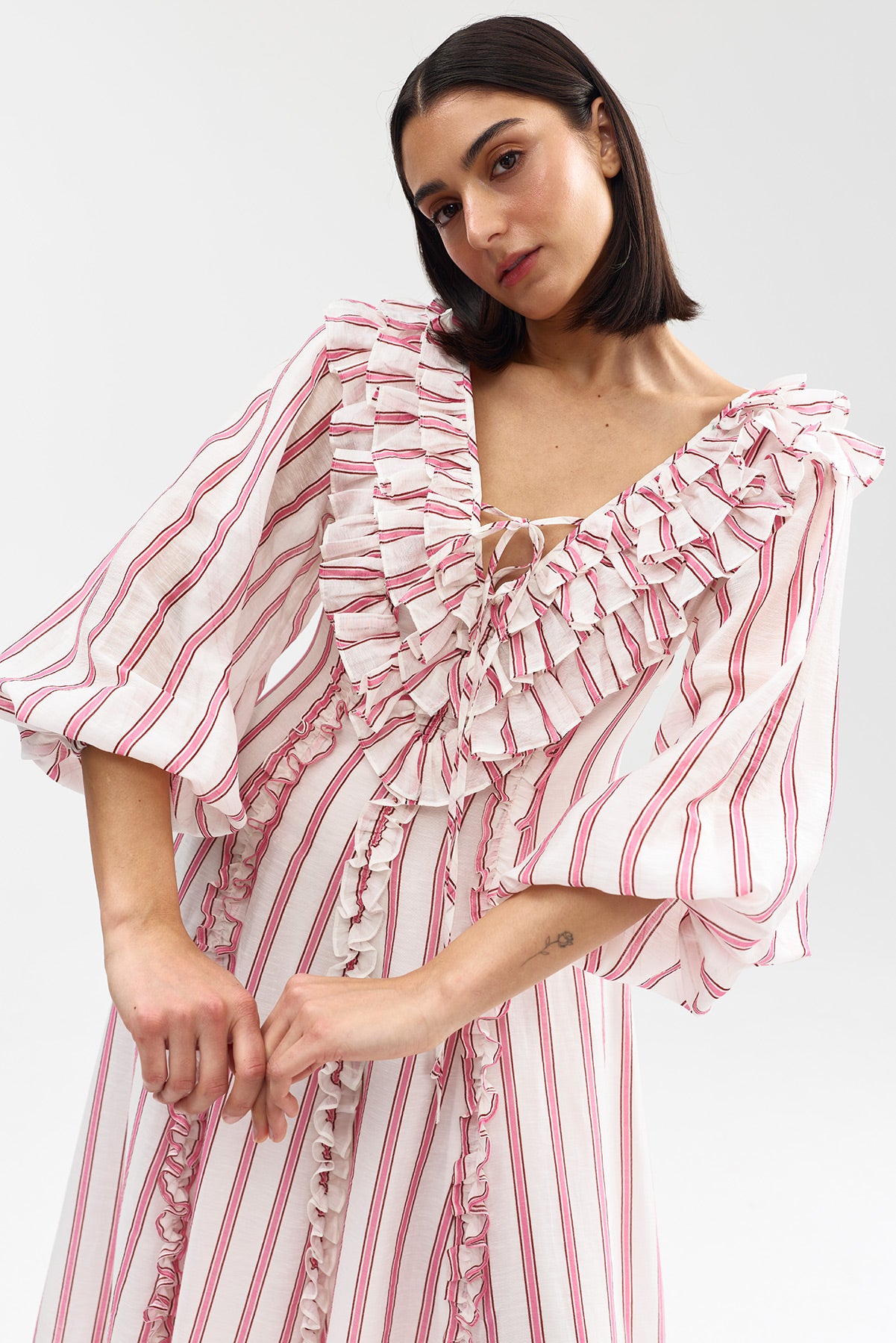 LONG-SLEEVE BIANCA DRESS POPPY ANTIQUE STRIPE