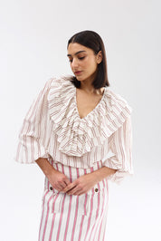 ELLERY BLOUSE ANTIQUE BARK STRIPE