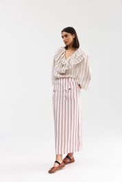 ELLERY BLOUSE ANTIQUE BARK STRIPE