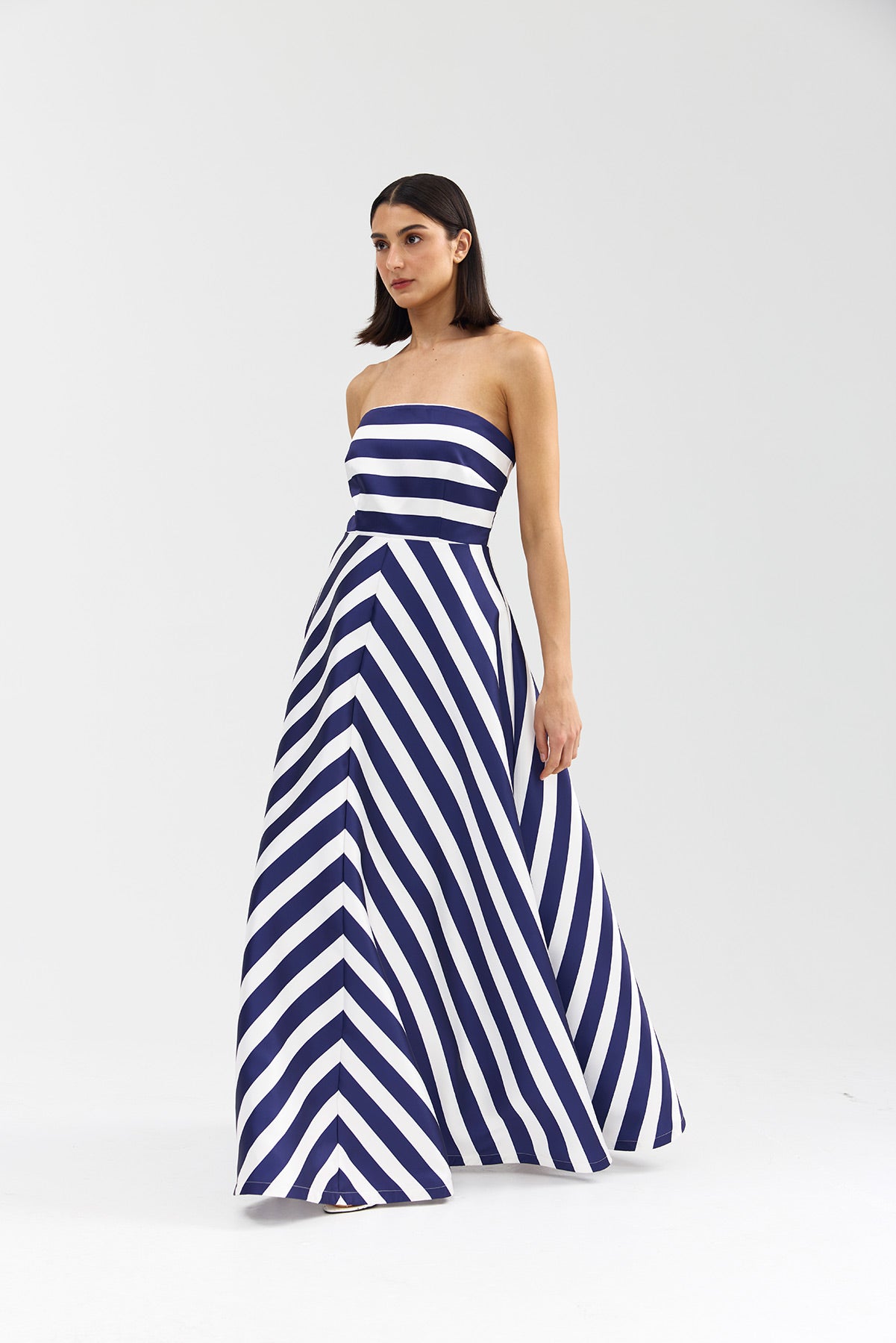AUDREY GOWN ROYAL STRIPE