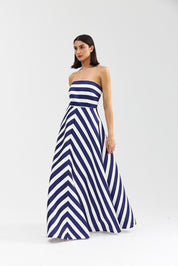 AUDREY GOWN ROYAL STRIPE