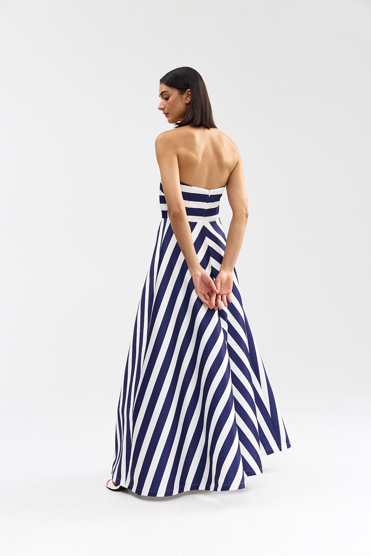 AUDREY GOWN ROYAL STRIPE