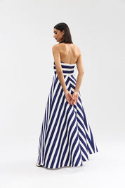 AUDREY GOWN ROYAL STRIPE