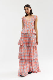 ROMANE TOP PAPAYA PLAID