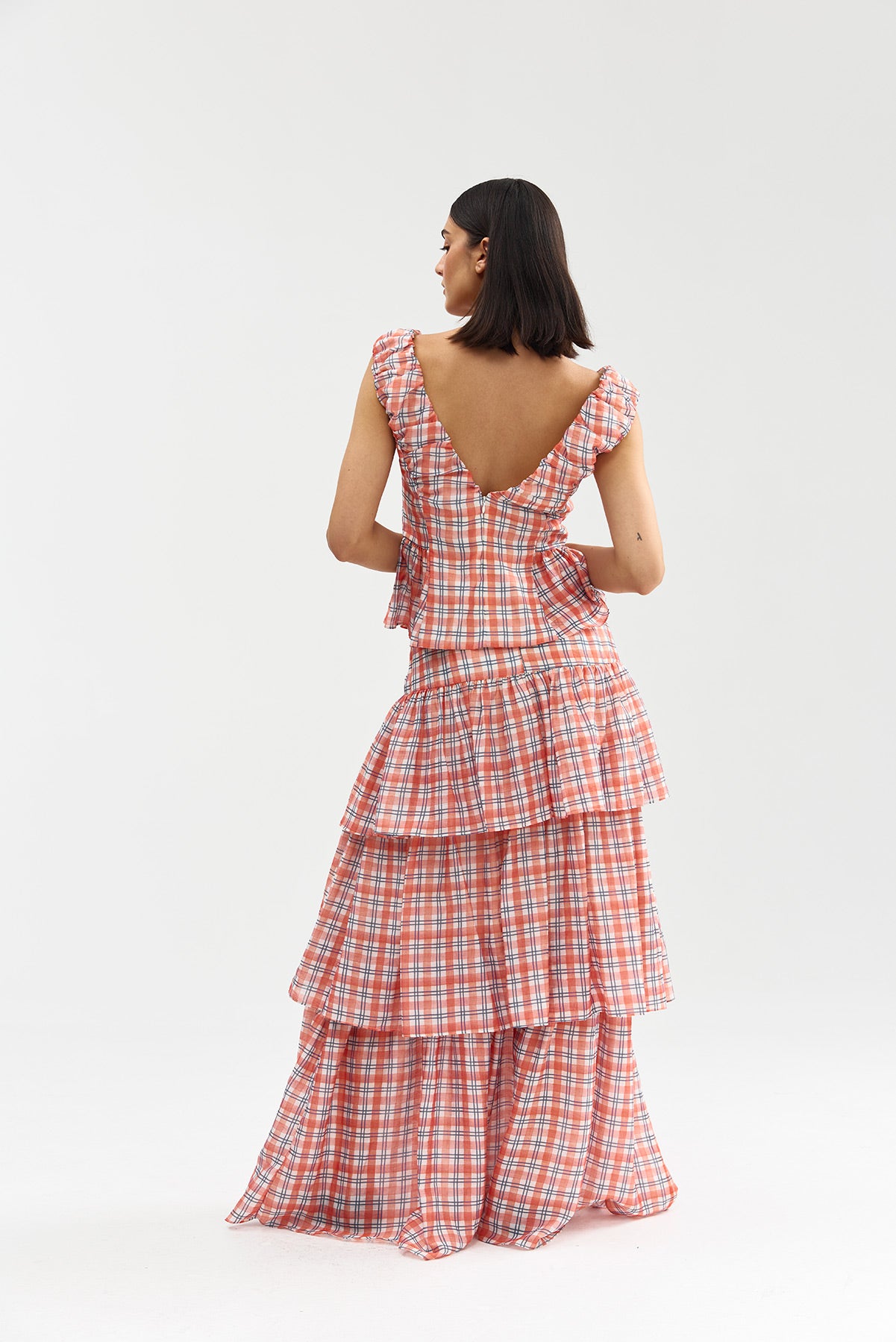ROMANE TOP PAPAYA PLAID