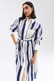 BUDDY SHIRT DRESS ROYAL STRIPE