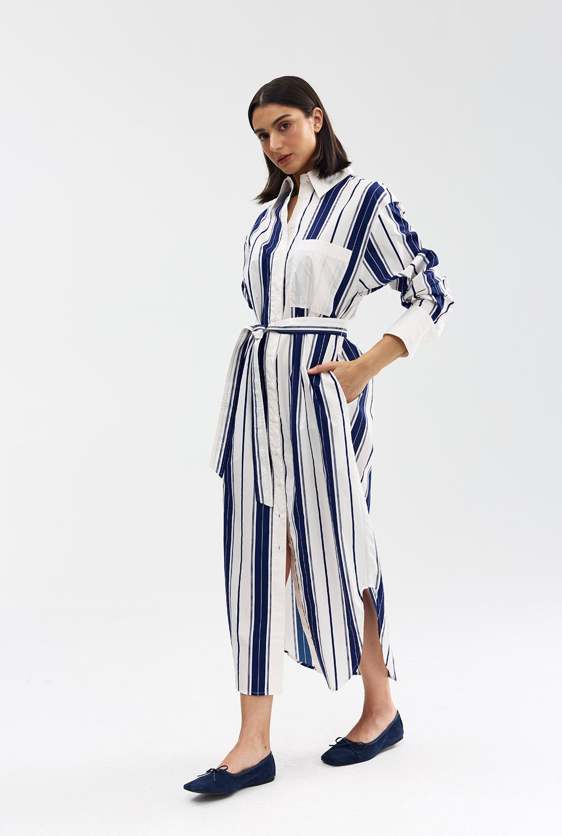 BUDDY SHIRT DRESS ROYAL STRIPE