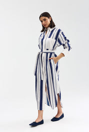 BUDDY SHIRT DRESS ROYAL STRIPE
