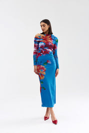 LONG-SLEEVE SOPHIE MESH DRESS LUMINOUS PAPAYA