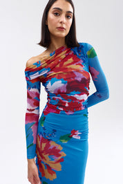 LONG-SLEEVE SOPHIE MESH DRESS LUMINOUS PAPAYA