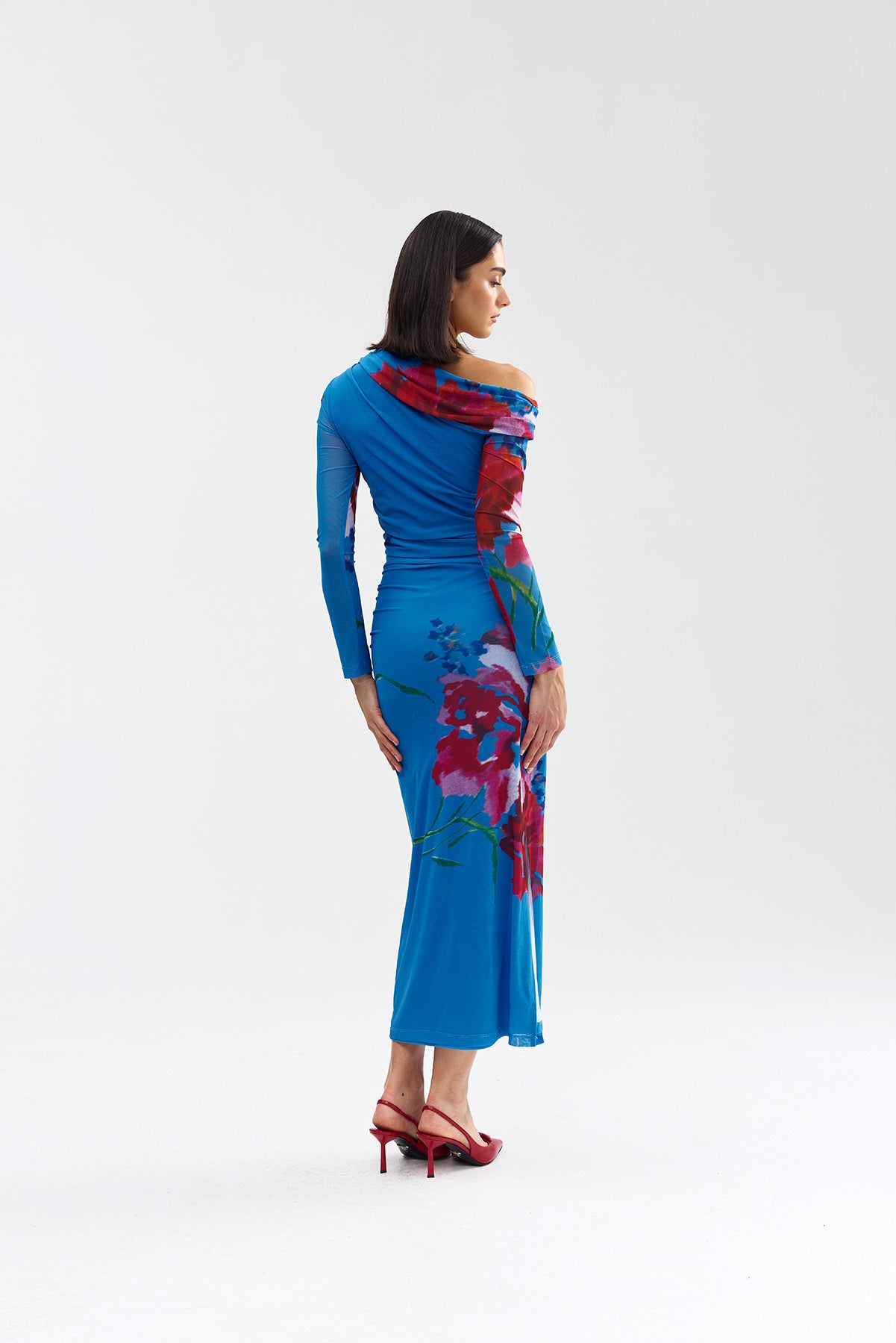 LONG-SLEEVE SOPHIE MESH DRESS LUMINOUS PAPAYA