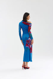LONG-SLEEVE SOPHIE MESH DRESS LUMINOUS PAPAYA