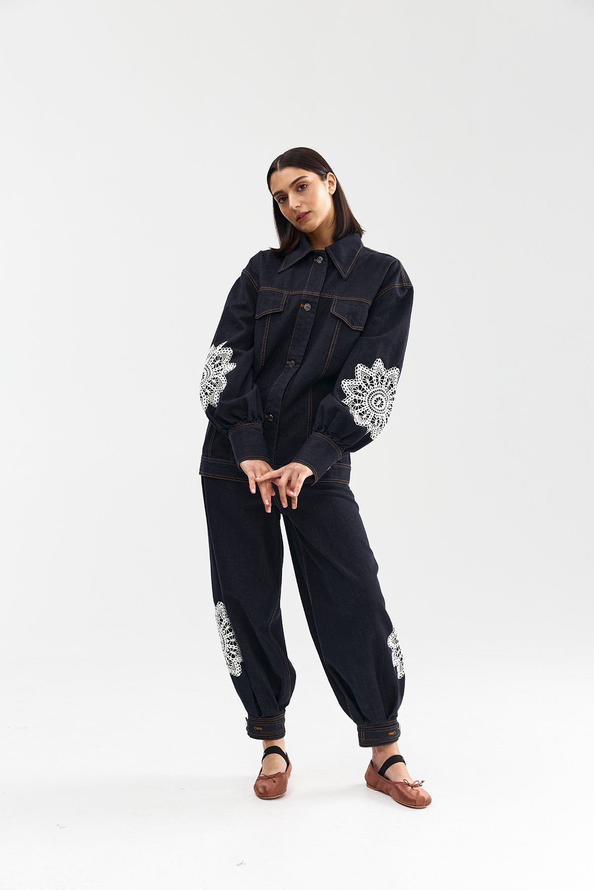 BOWIE JACKET INDIGO DENIM LACE