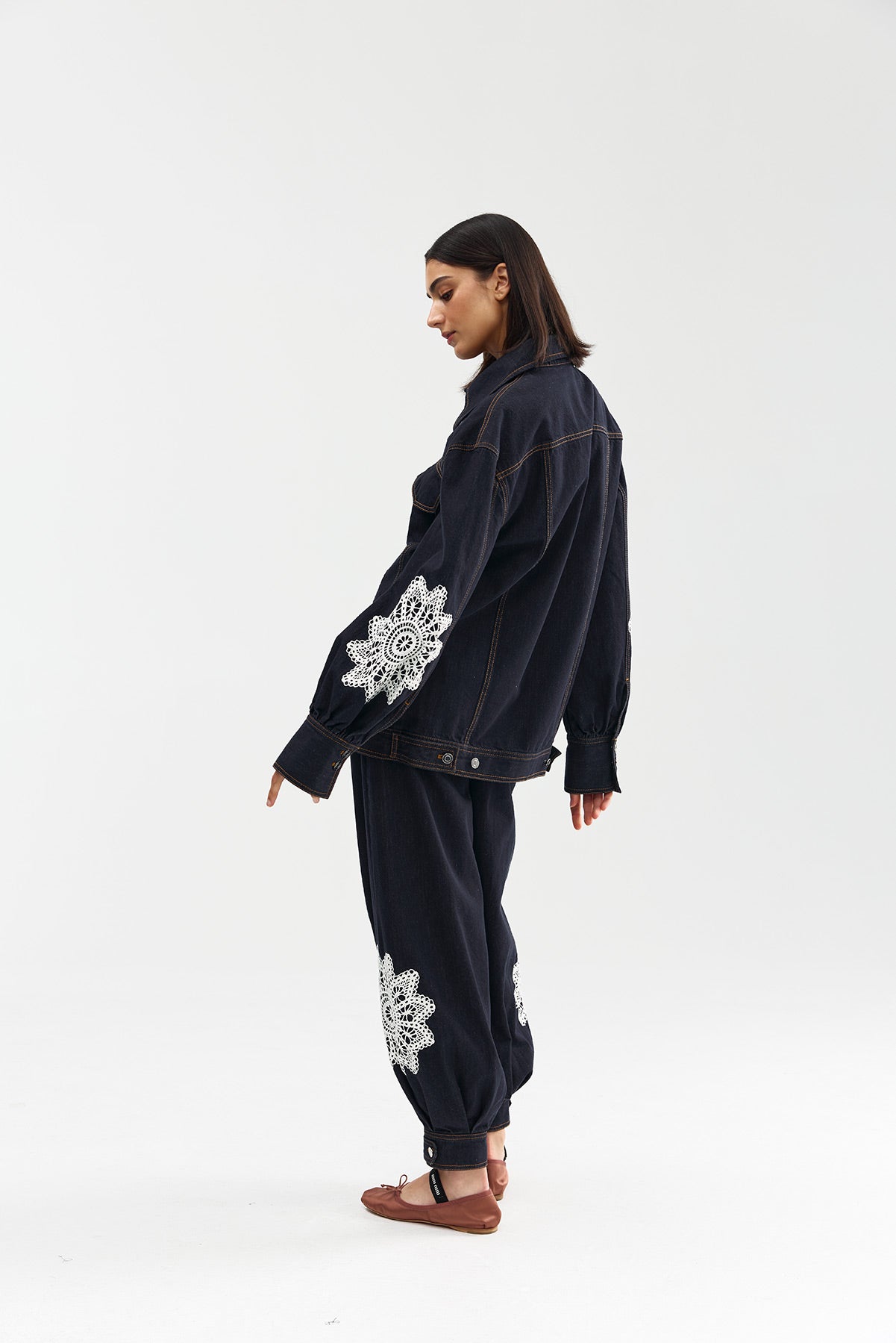 BOWIE JACKET INDIGO DENIM LACE