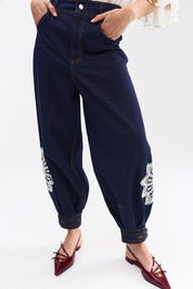 BOWIE JEAN INDIGO DENIM LACE