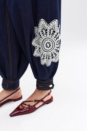 BOWIE JEAN INDIGO DENIM LACE