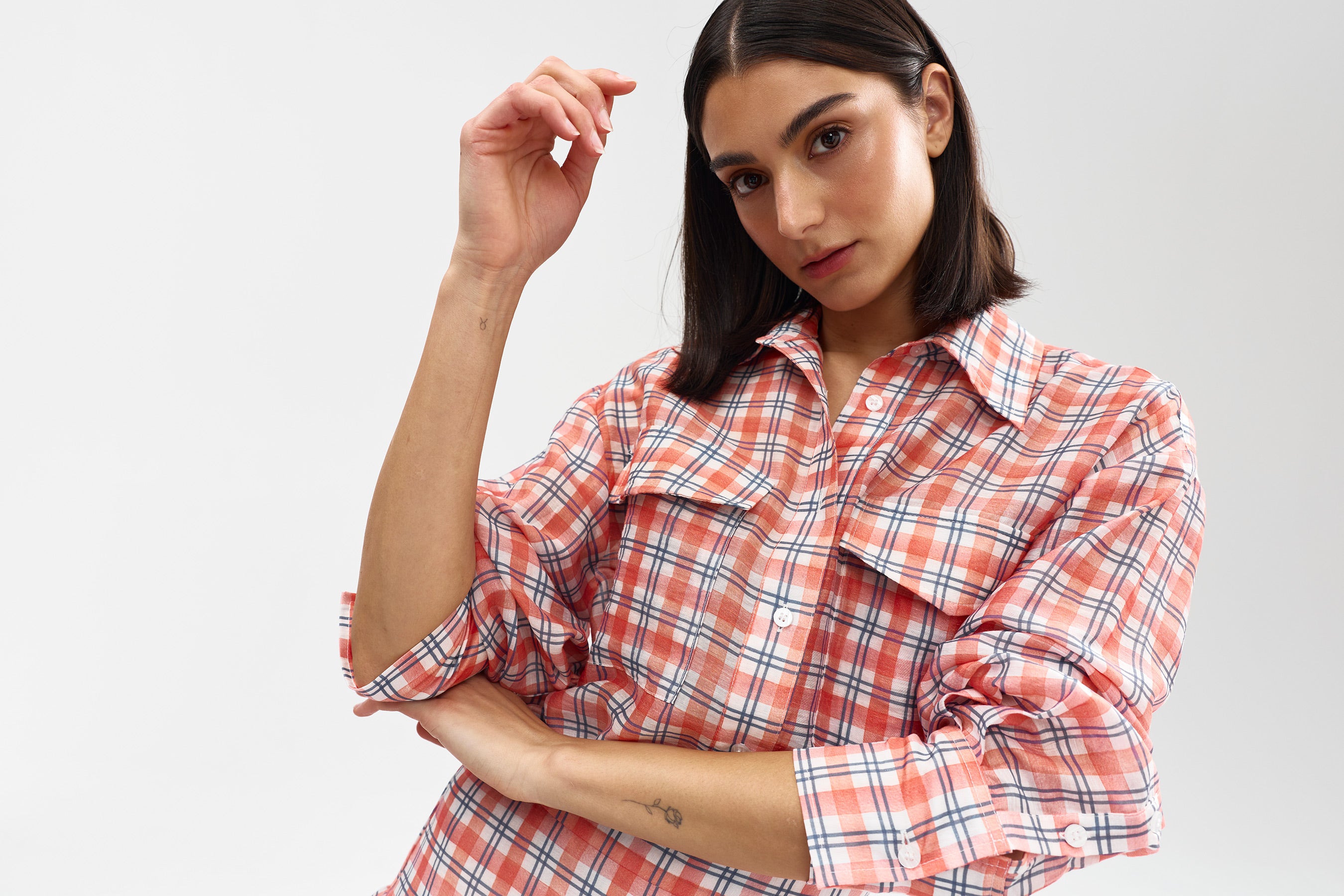 ROMANE SHIRT PAPAYA PLAID