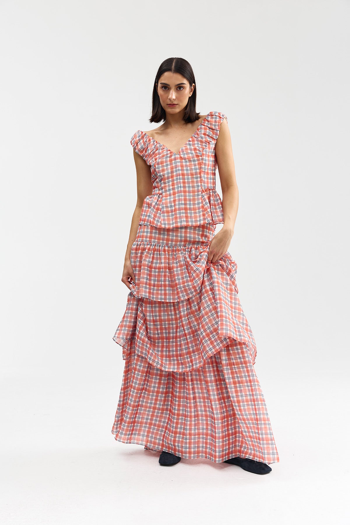 ROMANE SKIRT PAPAYA PLAID