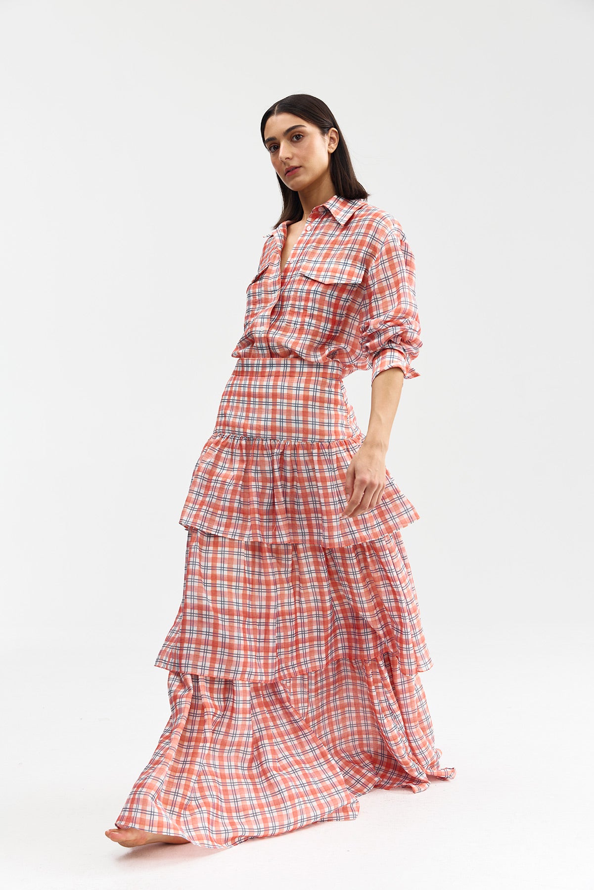 ROMANE SKIRT PAPAYA PLAID