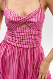 CALLA MINI DRESS POPPY BARK STRIPE