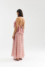 ROMANE GOWN PAPAYA PLAID