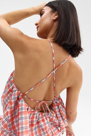ROMANE GOWN PAPAYA PLAID