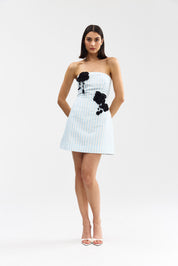 BEATRIX DRESS POWDER DENIM STRIPE