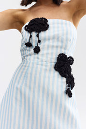 BEATRIX DRESS POWDER DENIM STRIPE