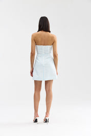 BEATRIX DRESS POWDER DENIM STRIPE