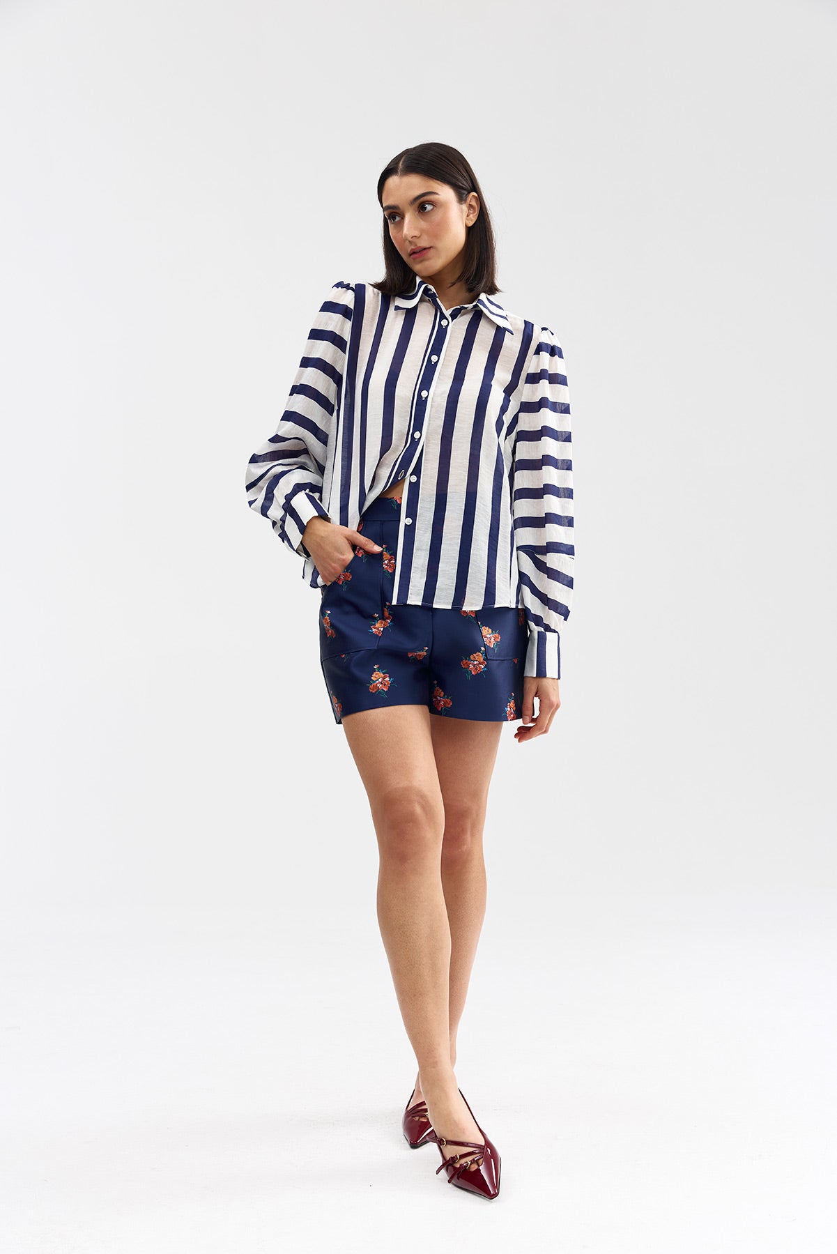 CELINA BLOUSE ROYAL STRIPE