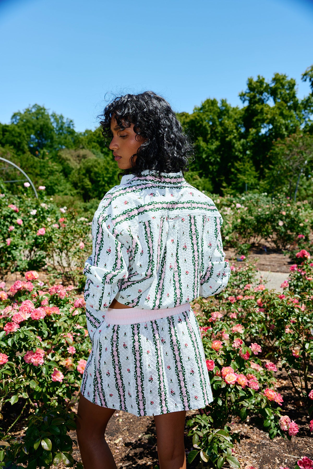 INDI SKIRT ANTIQUE ROSE STRIPE