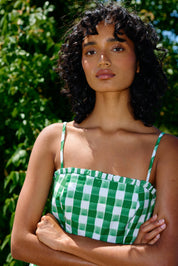 MOLLY DRESS LEAF GINGHAM