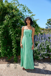 MOLLY DRESS LEAF GINGHAM