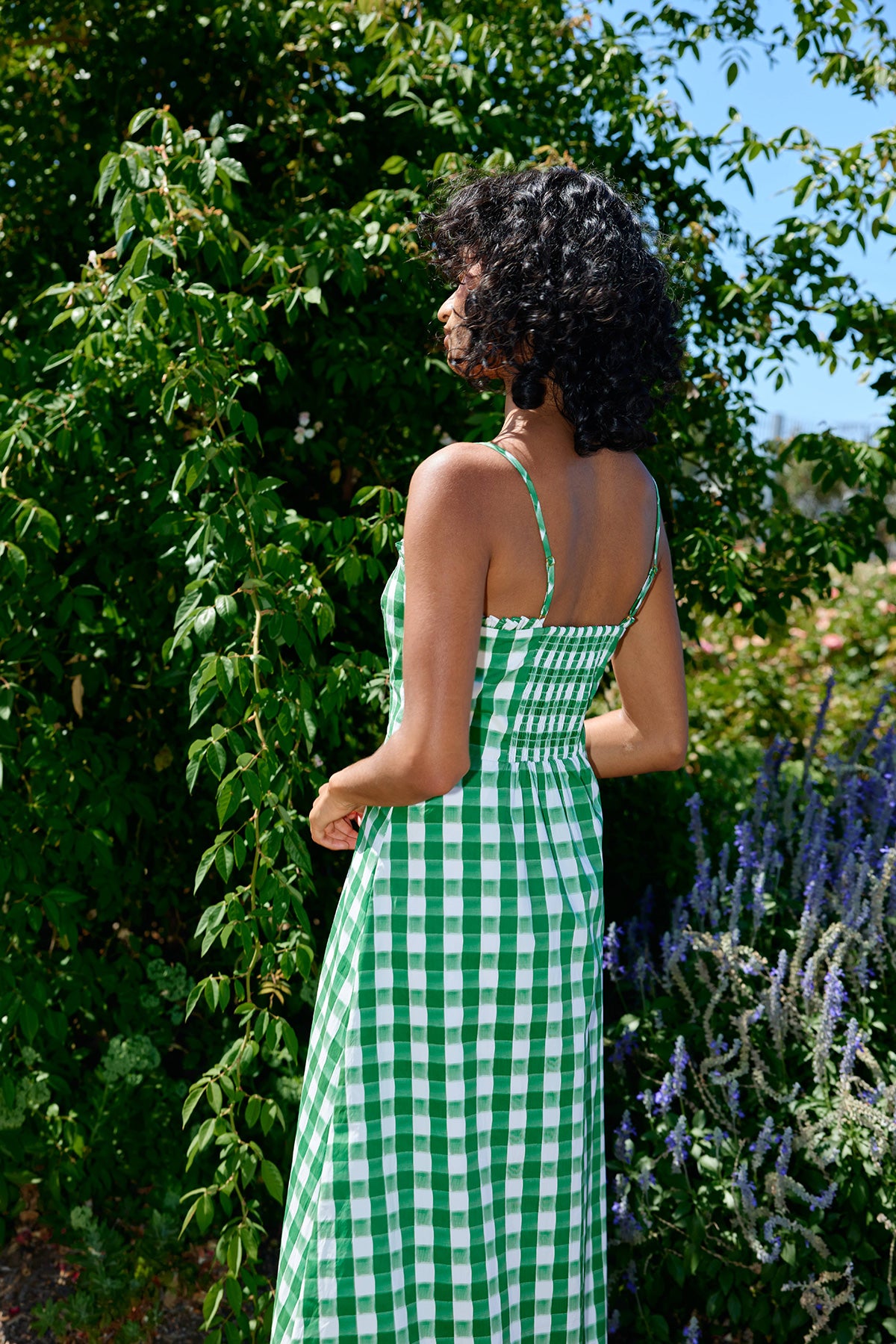 MOLLY DRESS LEAF GINGHAM