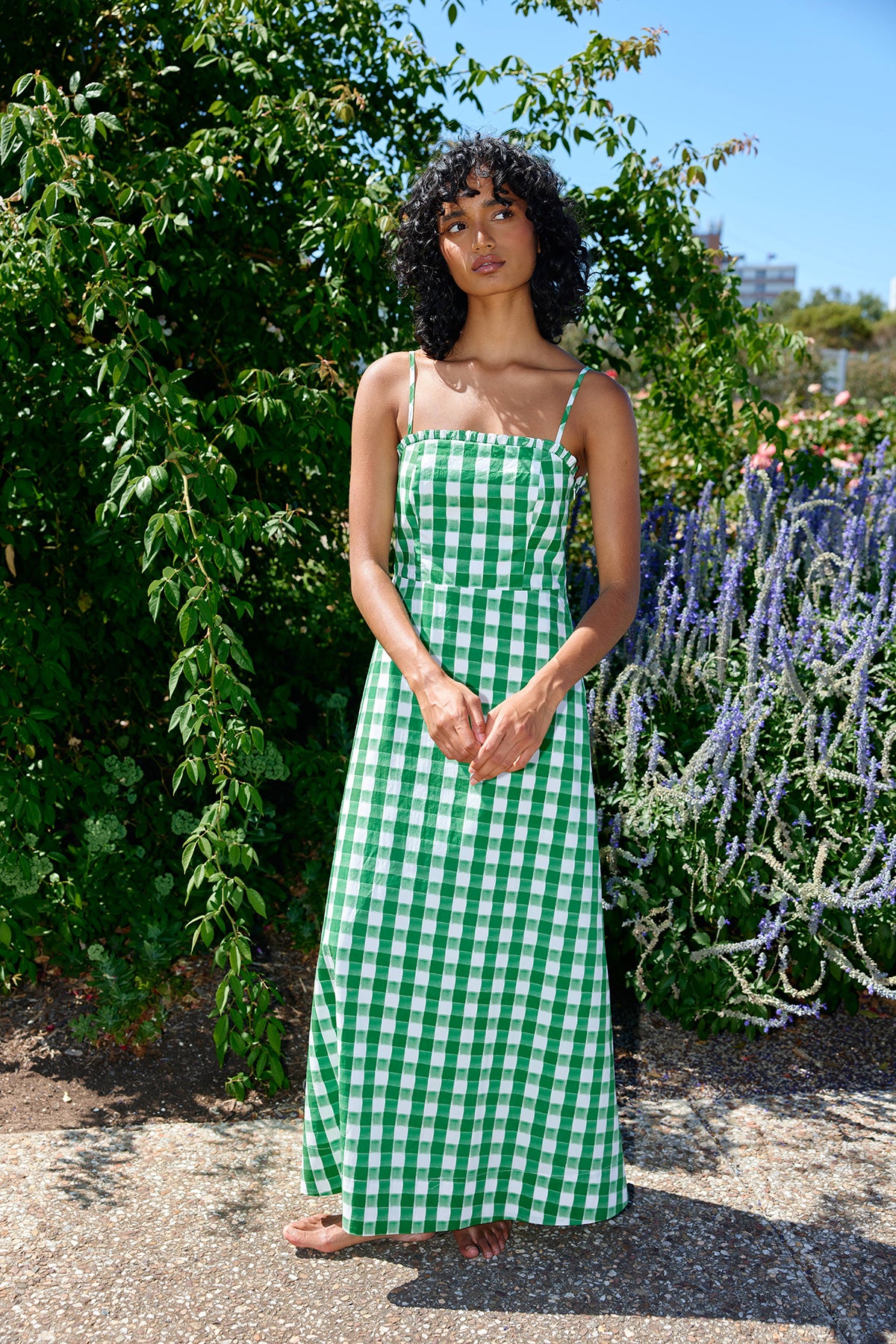 MOLLY DRESS LEAF GINGHAM